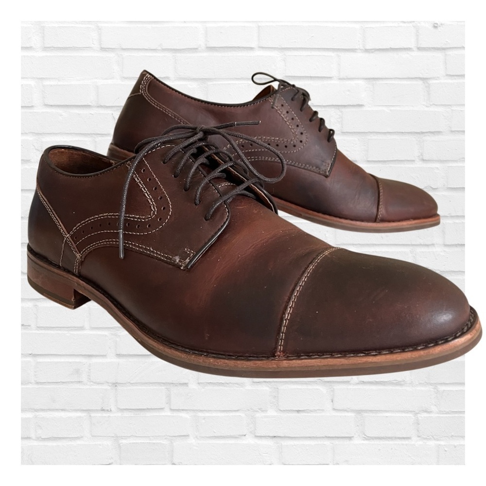 Johnson & Murphy Sz 10M Cap Toe Brown Leather Men's Dress Shoes Preppy Academia
